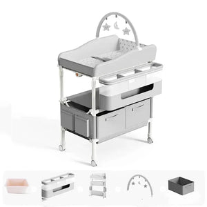 baignoire bebe pliable table a langer gris