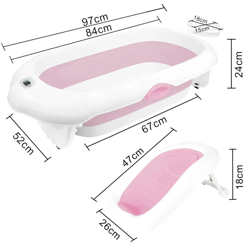 Baignoire Bébé Pliable Thermomètre rose