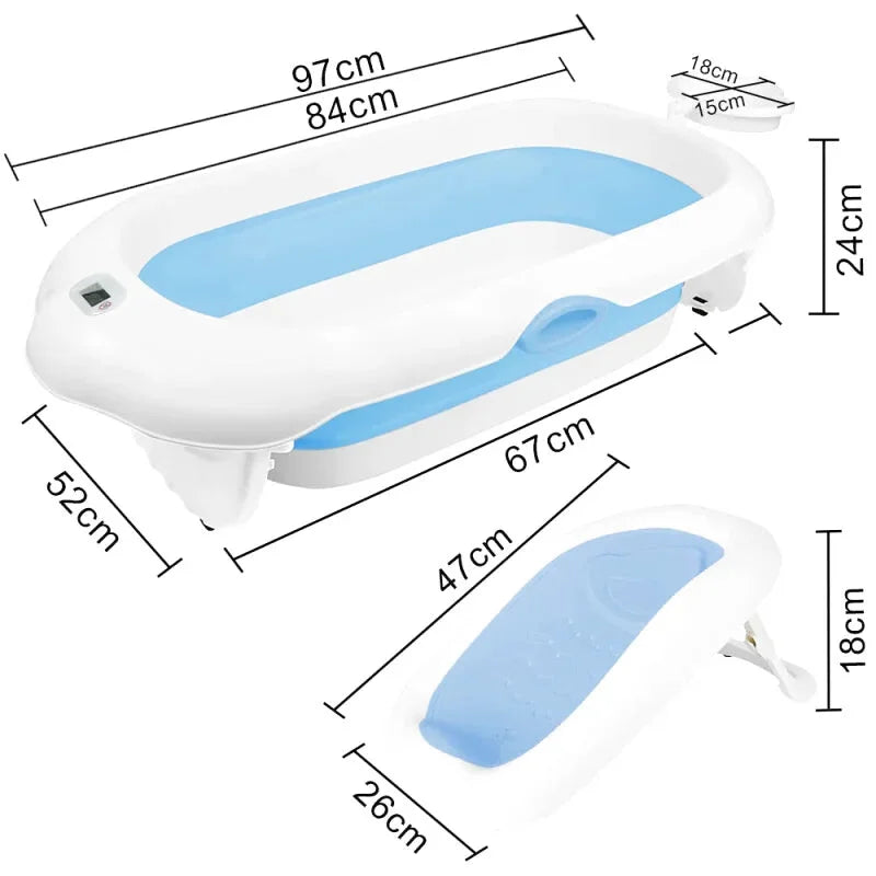 Baignoire Bébé Pliable Thermomètre Bleu